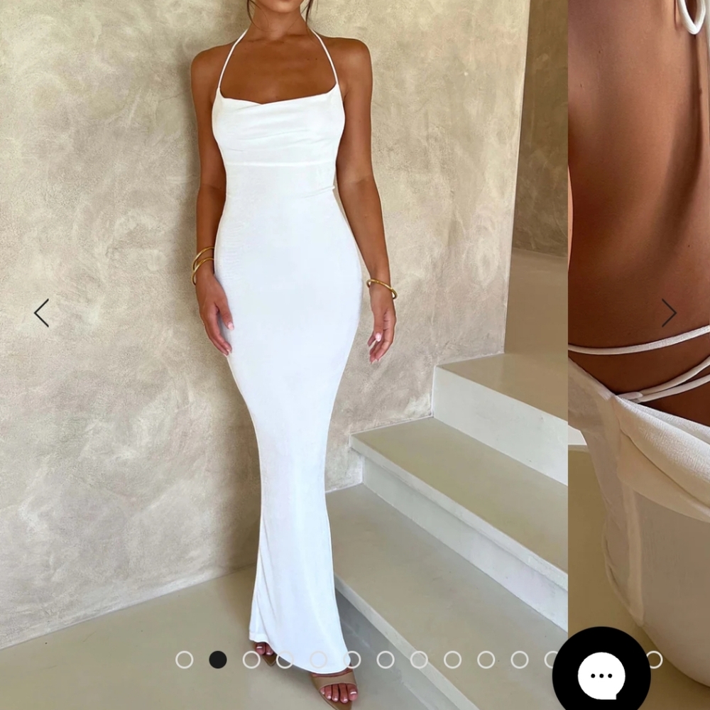 Babyboo Chic White Halter Maxi Dress
